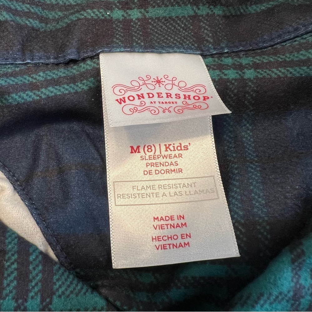 NWOT Wondershop Green and Blue Plaid Kids Pajama Set- M - Picture 2 of 6